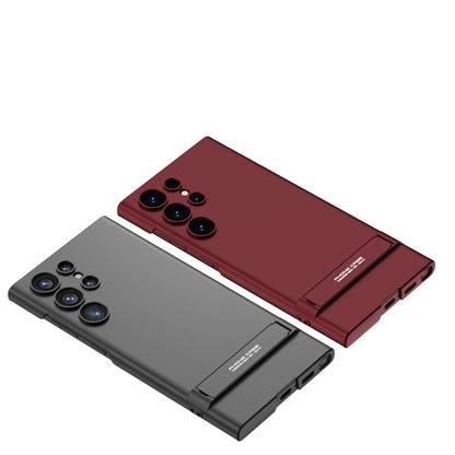 Galaxy S24 Ultra Kılıf Zore Kamera Korumalı Dikey Standlı Ays Kapak Mürdüm