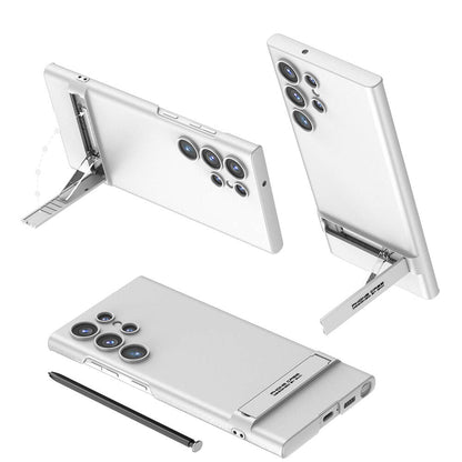 Galaxy S24 Ultra Kılıf Zore Kamera Korumalı Dikey Standlı Ays Kapak Gümüş