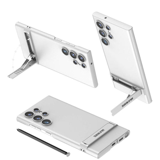 Galaxy S24 Ultra Kılıf Zore Kamera Korumalı Dikey Standlı Ays Kapak Gümüş
