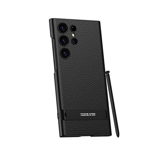 Galaxy S24 Ultra Kılıf Zore Kamera Korumalı Leather Dikey Standlı Ays Kapak Siyah