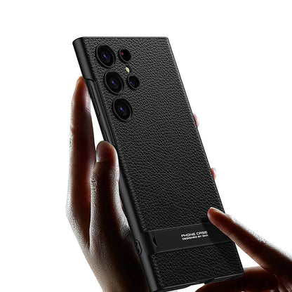 Galaxy S24 Ultra Kılıf Zore Kamera Korumalı Leather Dikey Standlı Ays Kapak Siyah