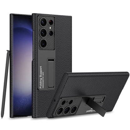 Galaxy S24 Ultra Kılıf Zore Kıpta Standlı Kapak Siyah Karbon