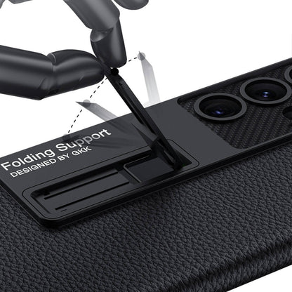 Galaxy S24 Ultra Kılıf Zore Kıpta Standlı Kapak Siyah Karbon