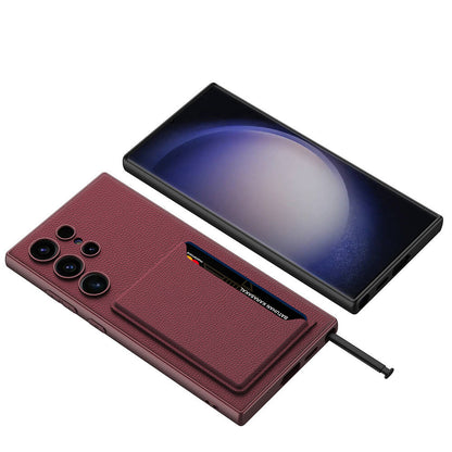 Galaxy S24 Ultra Suni Deri Arka Yüzey Zore Kartlıklı Kıpta Silikon Kapak Gümüş