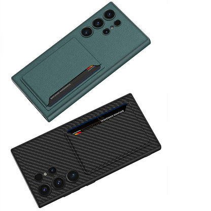 Galaxy S24 Ultra Suni Deri Arka Yüzey Zore Kartlıklı Kıpta Silikon Kapak Mürdüm