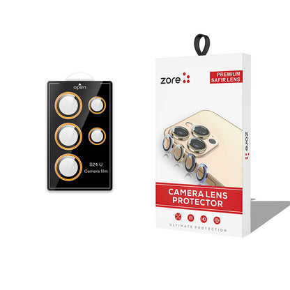 Galaxy S24 Ultra Zore CL-12 Premium Safir Parmak İzi Bırakmayan Anti-Reflective Kamera Lens Koruyucu Turuncu