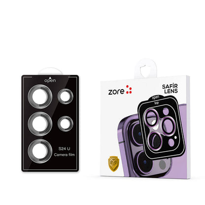 Galaxy S24 Ultra Zore Kamera Lens Koruyucu Cam Filmi Gümüş