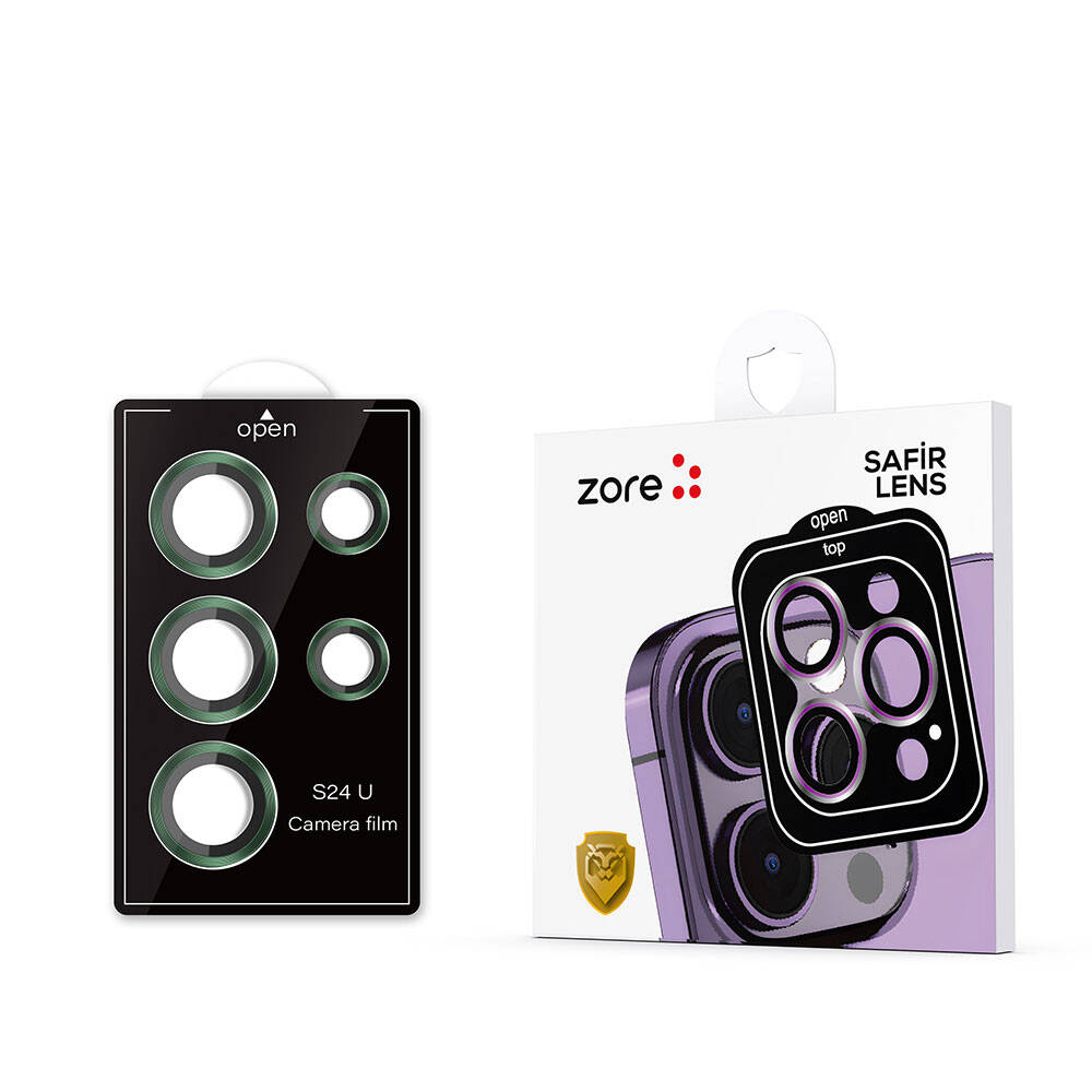 Galaxy S24 Ultra Zore Kamera Lens Koruyucu Cam Filmi Titanyum-Siyah