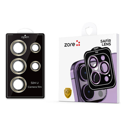 Galaxy S24 Ultra Zore Kamera Lens Koruyucu Cam Filmi Gold