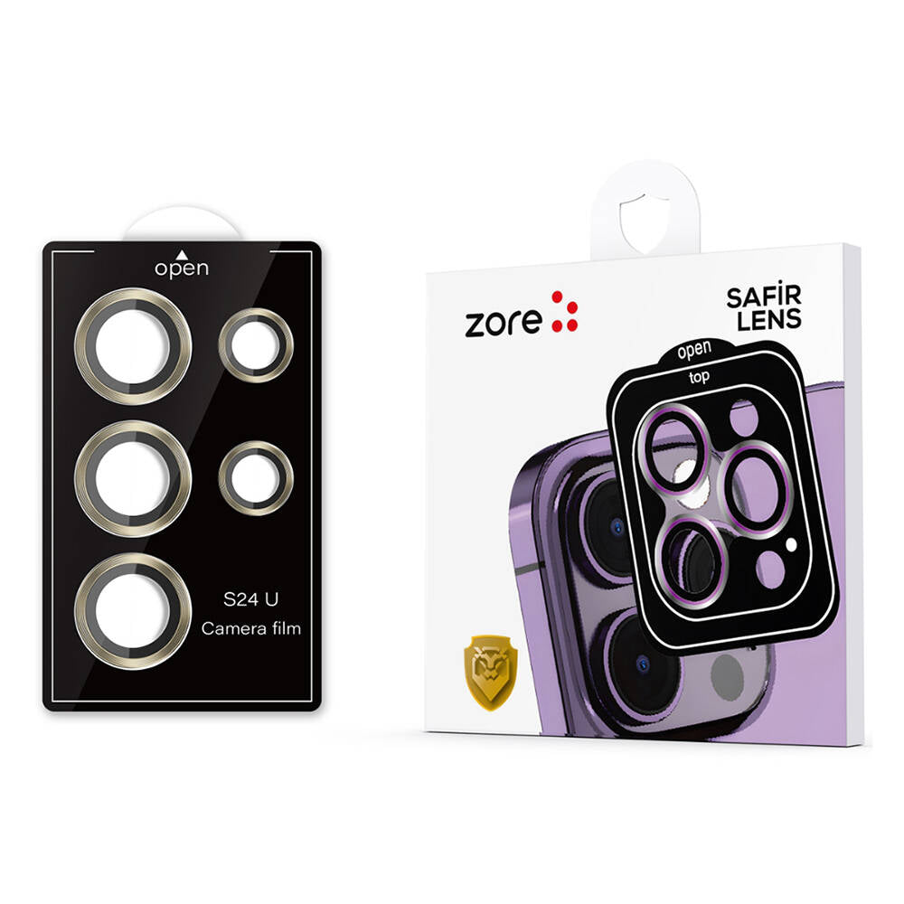 Galaxy S24 Ultra Zore Kamera Lens Koruyucu Cam Filmi Titanyum-Gri