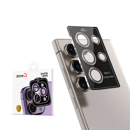 Galaxy S24 Ultra Zore Kamera Lens Koruyucu Cam Filmi Titanyum-Mor