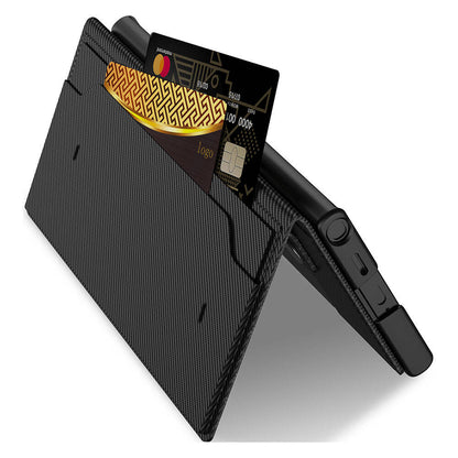 Galaxy S24 Ultra Zore Kıpta Standlı Kartlıklı Kapak Siyah