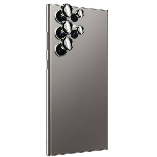 Galaxy S24 Ultra Zore Titanium Premium Temperli Kamera Lens Koruyucu Gri