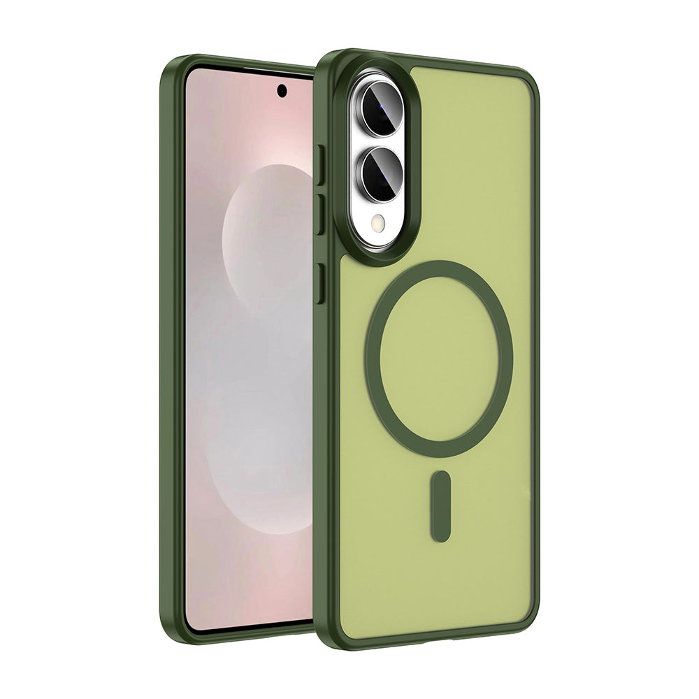 Galaxy S25 Edge Kılıf M-safe Şarj Özellikli Mat Arka Yüzey Zore Sio Kapak Koyu Yeşil