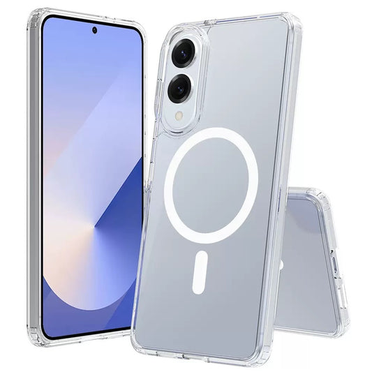 Galaxy S25 Edge Kılıf M-safe Şarj Özellikli Şeffaf Sert PC Zore Embos Kapak Şeffaf