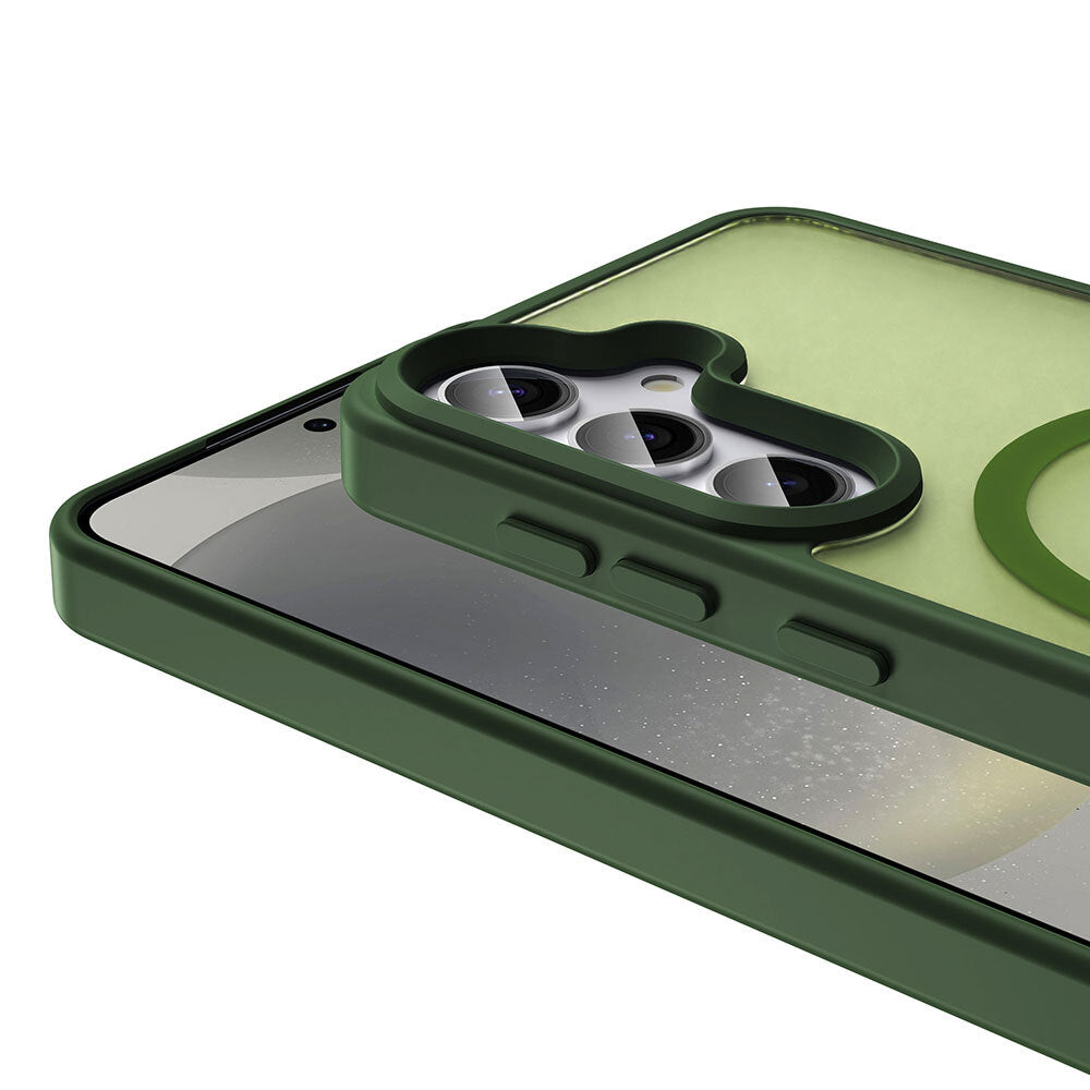 Galaxy S25 FE Kılıf M-safe Şarj Özellikli Mat Arka Yüzey Zore Sio Kapak Koyu Yeşil