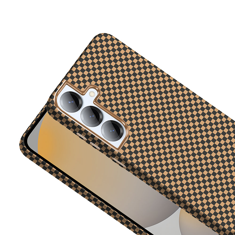 Galaxy S25 Kılıf M-safe Şarj Özellikli Karbon Fiber Görünümlü Zore Gros Kapak Desert Titanyum