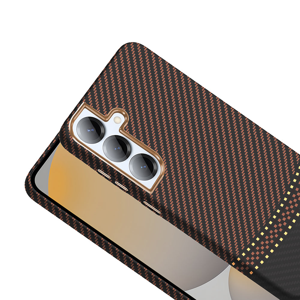 Galaxy S25 Kılıf M-safe Şarj Özellikli Karbon Fiber Görünümlü Zore Gros Kapak Lacivert