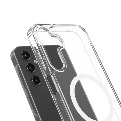 Galaxy S25 Kılıf M-safe Şarj Özellikli Şeffaf Sert PC Zore Embos Kapak Şeffaf