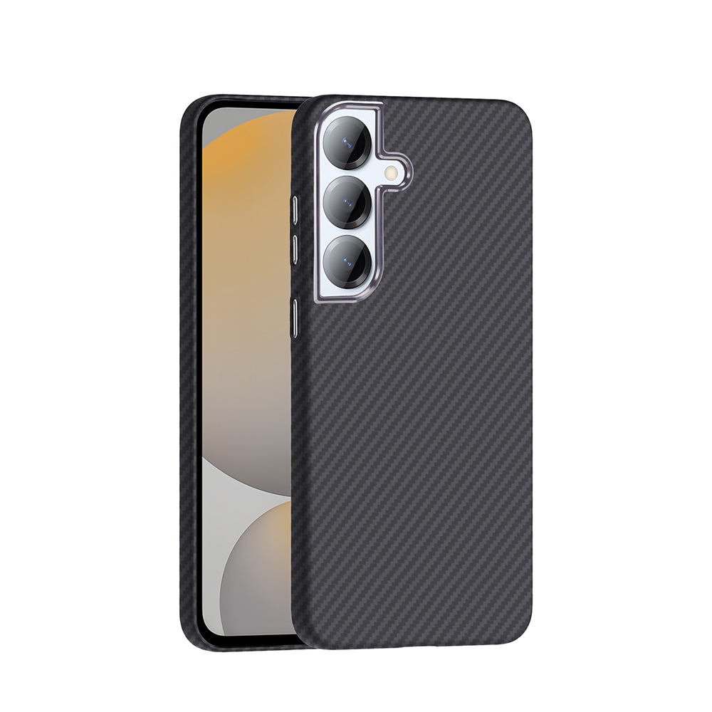 Galaxy S25 Plus Kılıf M-safe Şarj Özellikli Karbon Fiber Görünümlü Zore Gros Kapak Desert Titanyum