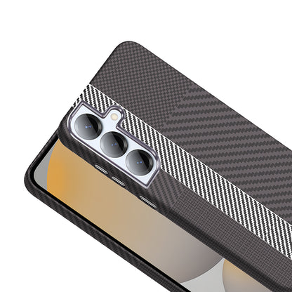 Galaxy S25 Plus Kılıf M-safe Şarj Özellikli Karbon Fiber Görünümlü Zore Gros Kapak Gold-Siyah