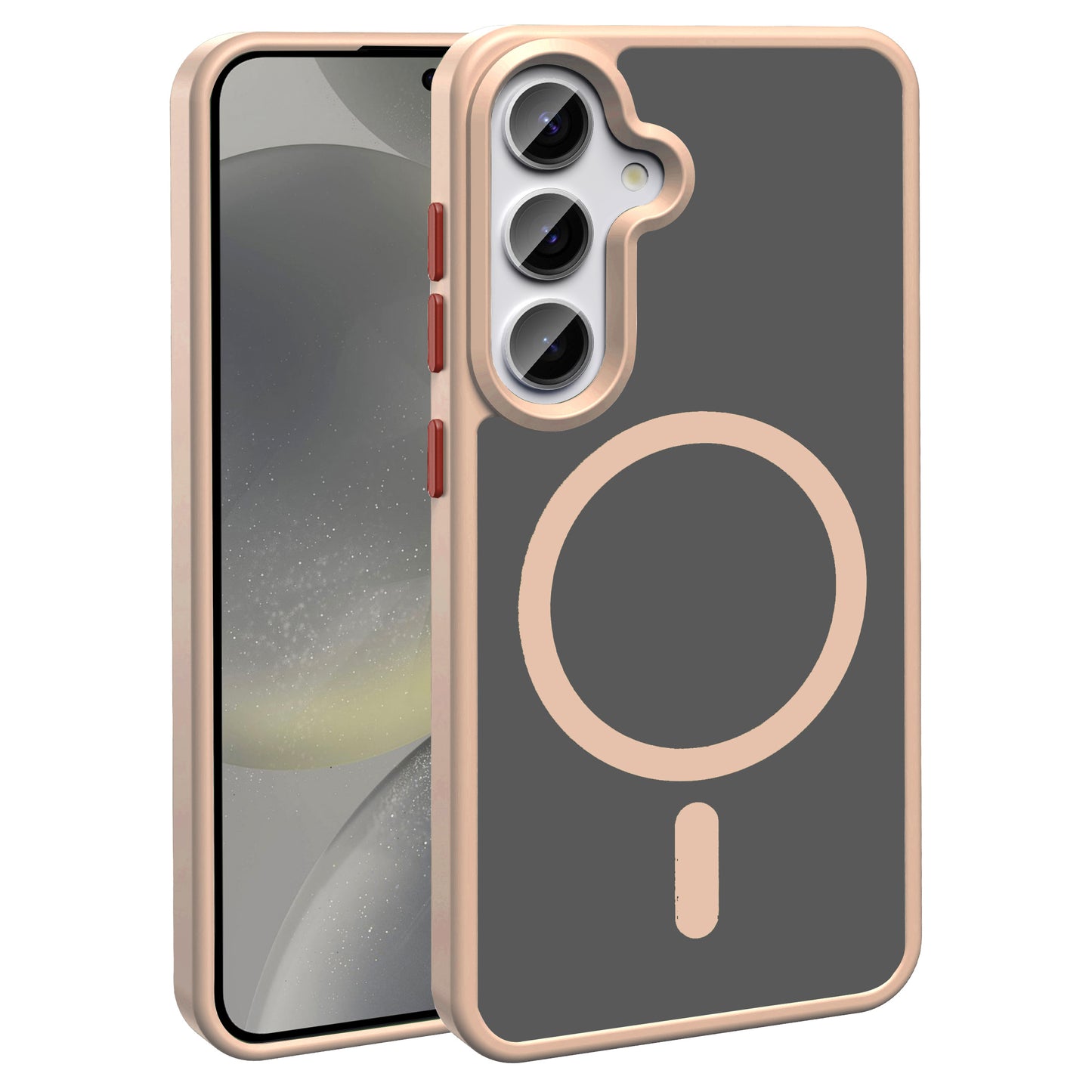 Galaxy S25 Plus Kılıf M-safe Şarj Özellikli Mat Arka Yüzey Zore Sio Kapak Rose Gold