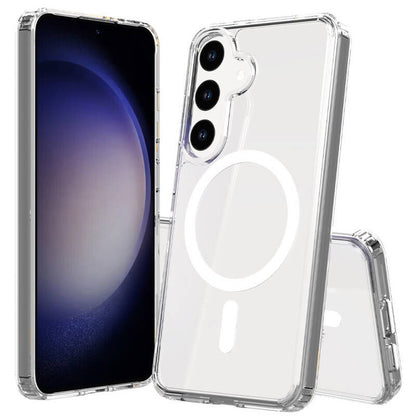 Galaxy S25 Plus Kılıf M-safe Şarj Özellikli Şeffaf Sert PC Zore Embos Kapak Şeffaf