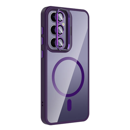 Galaxy S25 Plus Kılıf Standlı ve Kamera Lens Hediyeli M-Safe Şarj Özellikli Zore Etro Kapak Siyah