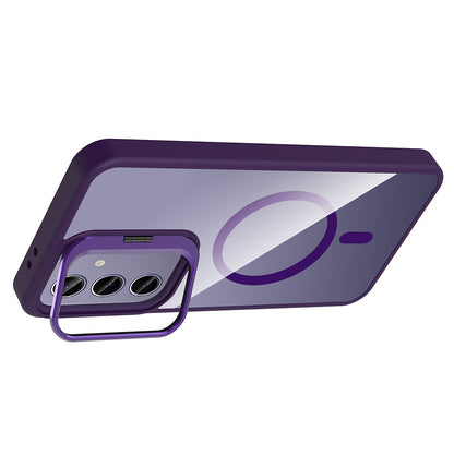 Galaxy S25 Plus Kılıf Standlı ve Kamera Lens Hediyeli M-Safe Şarj Özellikli Zore Etro Kapak Siyah