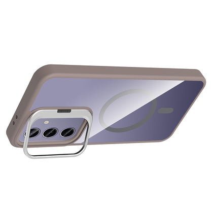 Galaxy S25 Plus Kılıf Standlı ve Kamera Lens Hediyeli M-Safe Şarj Özellikli Zore Etro Kapak Lacivert