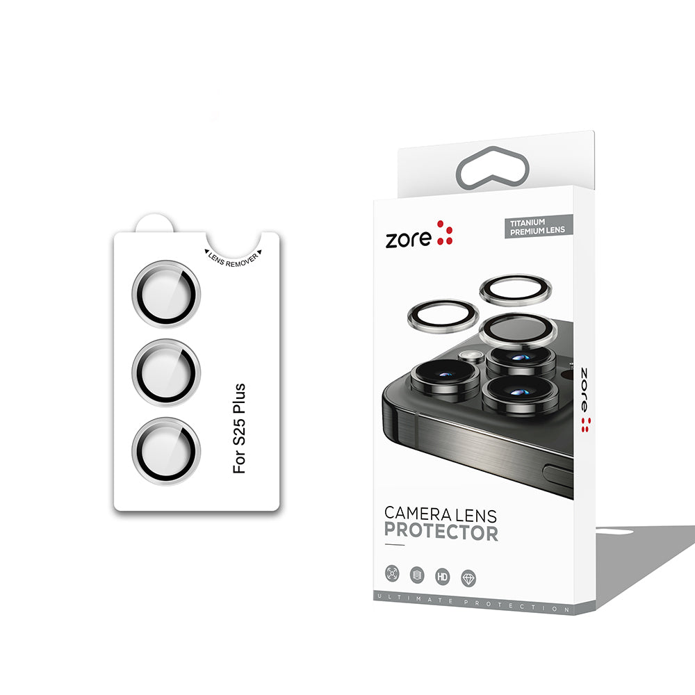Galaxy S25 Plus Zore CL-12 Premium Safir Parmak İzi Bırakmayan Anti-Reflective Kamera Lens Koruyucu Gümüş