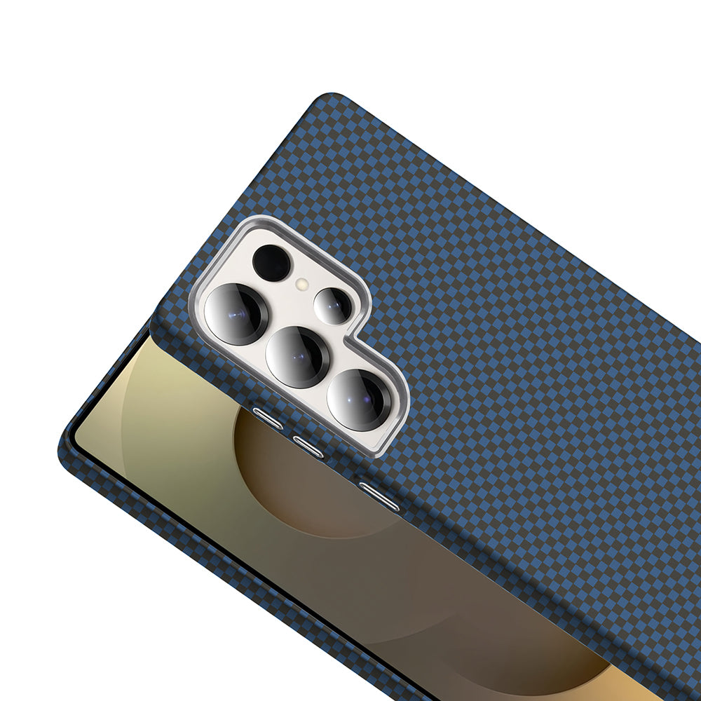 Galaxy S25 Ultra Kılıf M-safe Şarj Özellikli Karbon Fiber Görünümlü Zore Gros Kapak Gold-Siyah