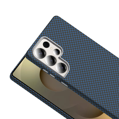 Galaxy S25 Ultra Kılıf M-safe Şarj Özellikli Karbon Fiber Görünümlü Zore Gros Kapak Gri-Siyah