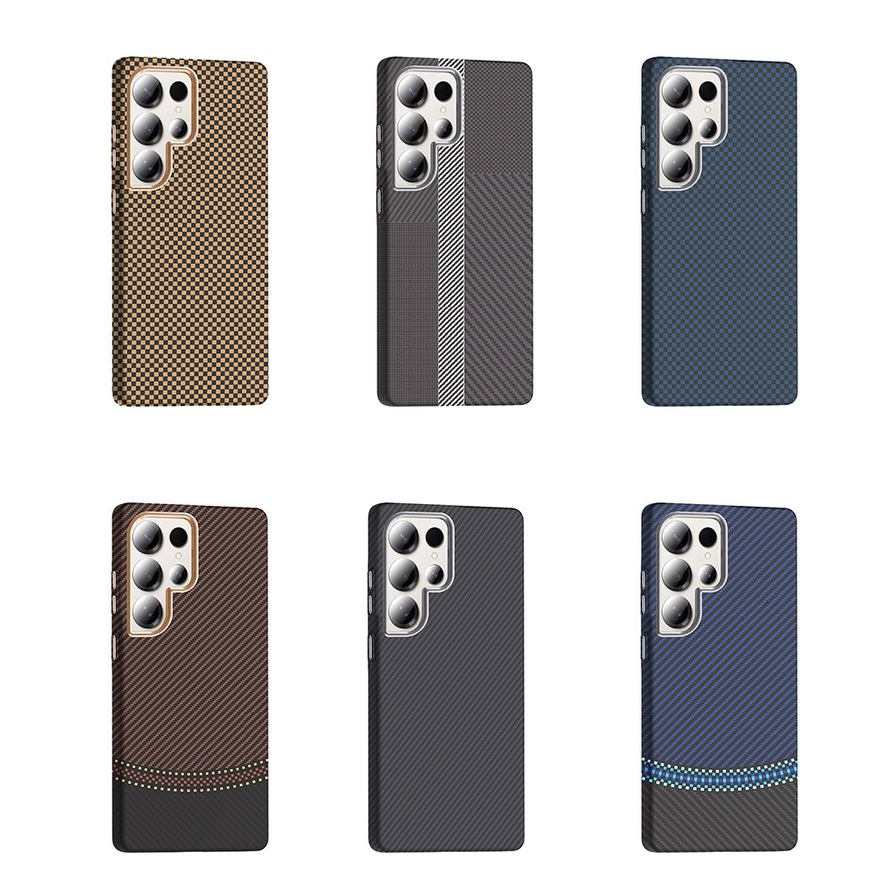Galaxy S25 Ultra Kılıf M-safe Şarj Özellikli Karbon Fiber Görünümlü Zore Gros Kapak Lacivert