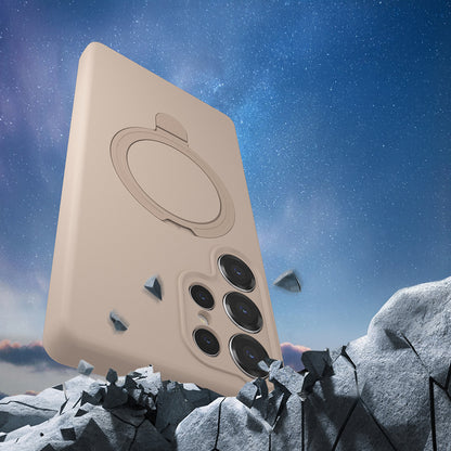 Galaxy S25 Ultra Kılıf M-safe Şarj Özellikli Standlı Zore Samara Kapak Desert Gold