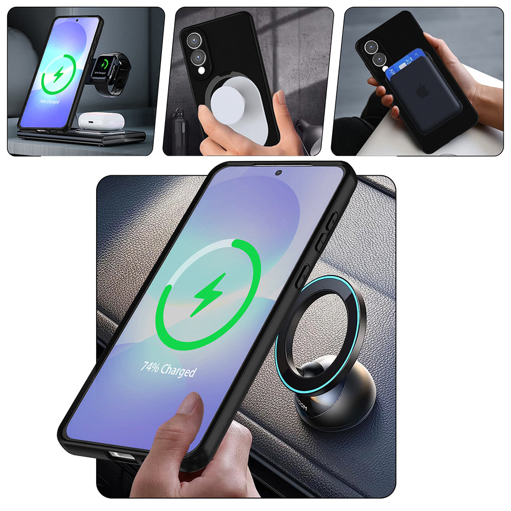 Galaxy S25 Ultra Kılıf M-safe Şarj Özellikli Standlı Zore Samara Kapak Lacivert