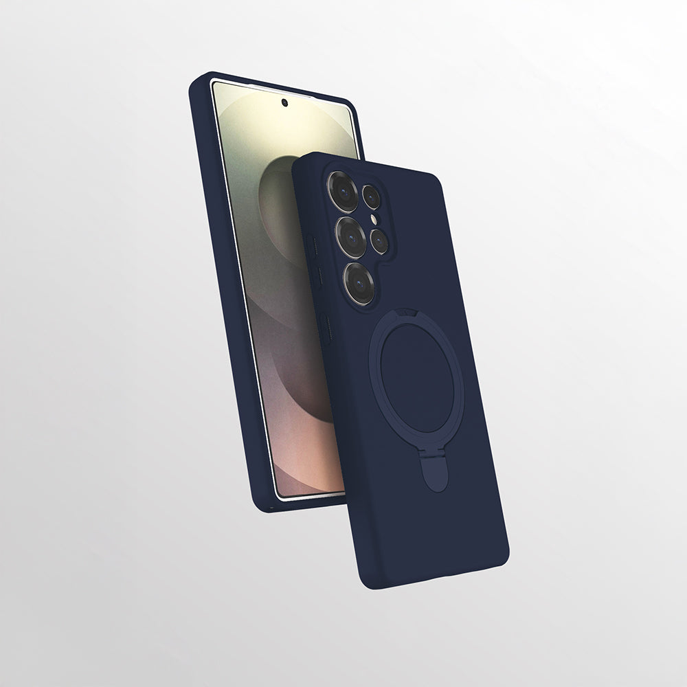 Galaxy S25 Ultra Kılıf M-safe Şarj Özellikli Standlı Zore Samara Kapak Lacivert