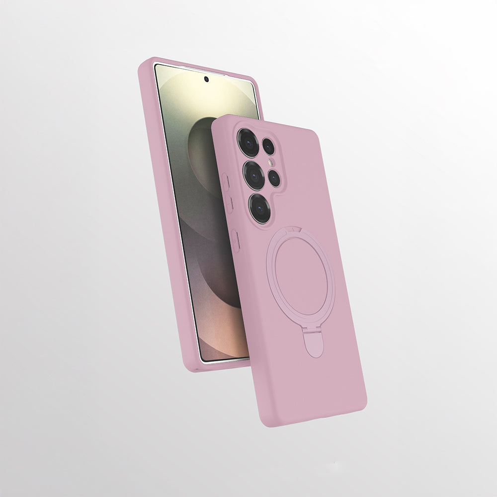 Galaxy S25 Ultra Kılıf M-safe Şarj Özellikli Standlı Zore Samara Kapak Pembe