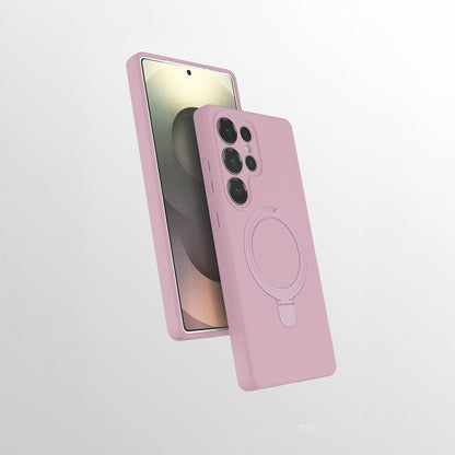 Galaxy S25 Ultra Kılıf M-safe Şarj Özellikli Standlı Zore Samara Kapak Pembe