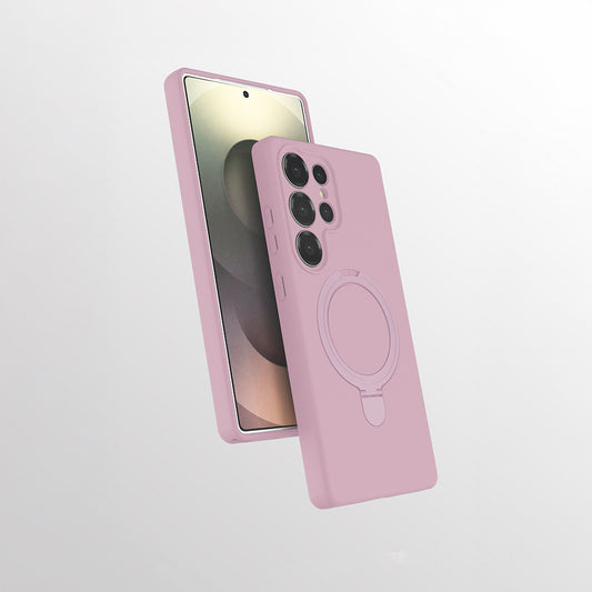 Galaxy S25 Ultra Kılıf M-safe Şarj Özellikli Standlı Zore Samara Kapak Pembe