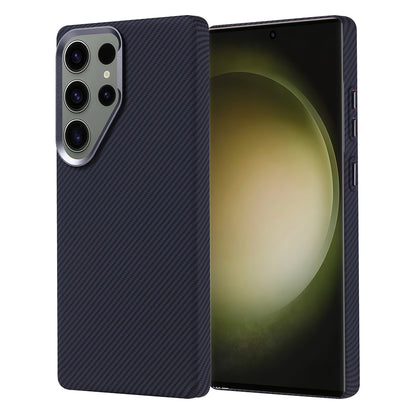 Galaxy S25 Ultra Kılıf M-safe Şarj Özellikli Karbon Fiber Görünümlü Zore Nekst Kapak Gri-Siyah