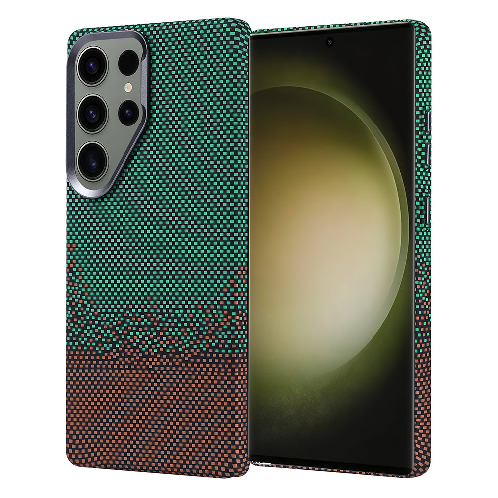 Galaxy S25 Ultra Kılıf M-safe Şarj Özellikli Karbon Fiber Görünümlü Zore Nekst Kapak Yeşil