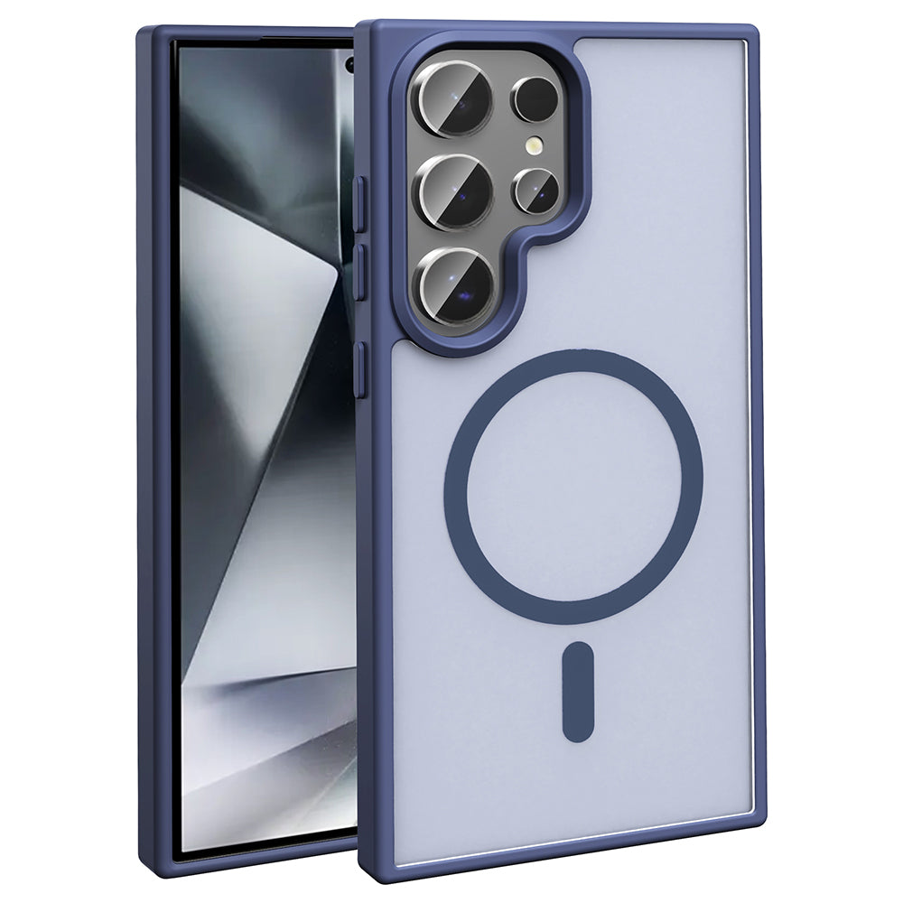 Galaxy S25 Ultra Kılıf M-safe Şarj Özellikli Mat Arka Yüzey Zore Sio Kapak Lacivert