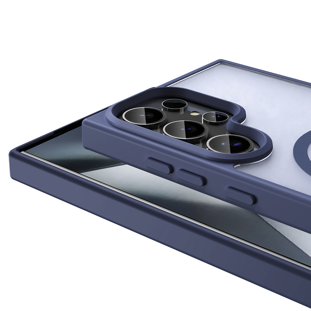 Galaxy S25 Ultra Kılıf M-safe Şarj Özellikli Mat Arka Yüzey Zore Sio Kapak Lacivert