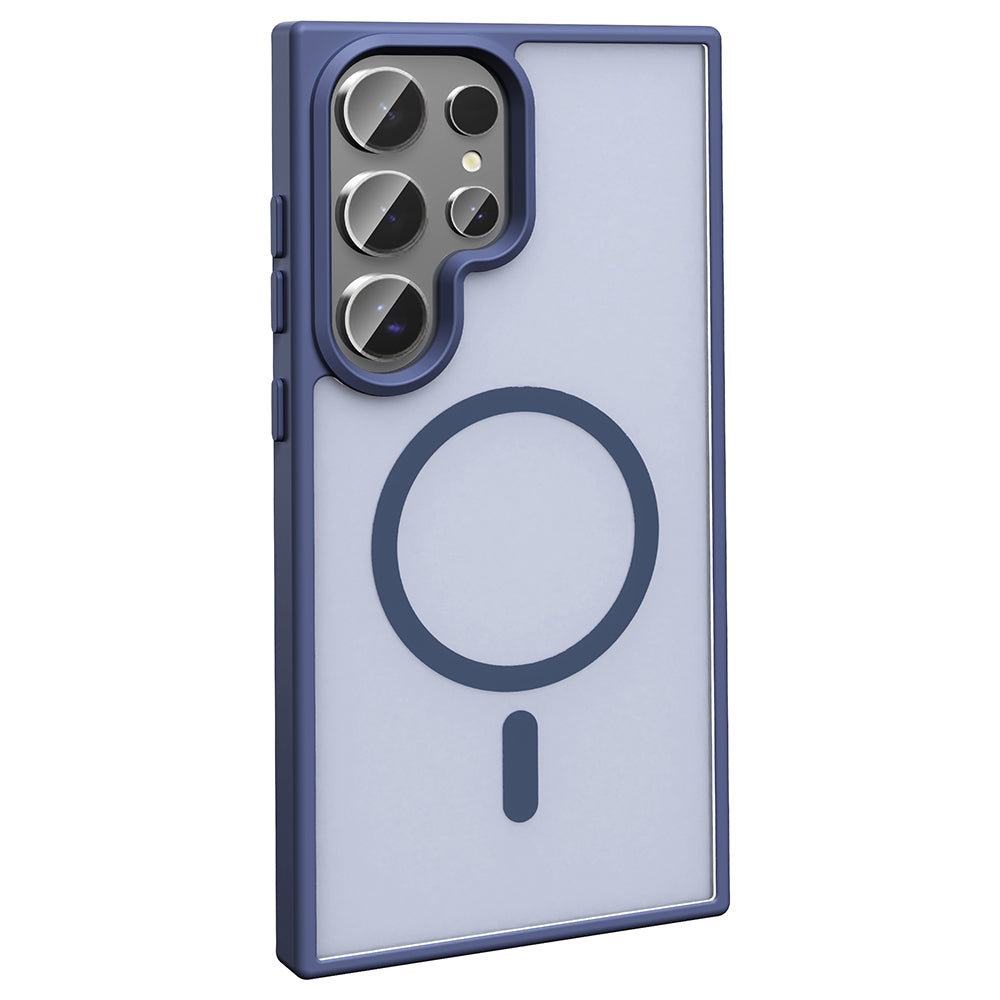 Galaxy S25 Ultra Kılıf M-safe Şarj Özellikli Mat Arka Yüzey Zore Sio Kapak Mavi