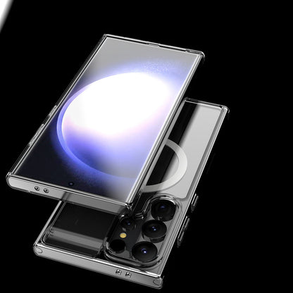 Galaxy S25 Ultra Kılıf M-safe Şarj Özellikli Şeffaf Sert PC Zore Embos Kapak Şeffaf