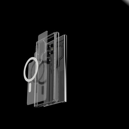 Galaxy S25 Ultra Kılıf M-safe Şarj Özellikli Şeffaf Sert PC Zore Embos Kapak Şeffaf