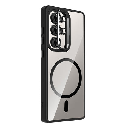 Galaxy S25 Ultra Kılıf Standlı ve Kamera Lens Hediyeli M-Safe Şarj Özellikli Zore Etro Kapak Desert Titanyum