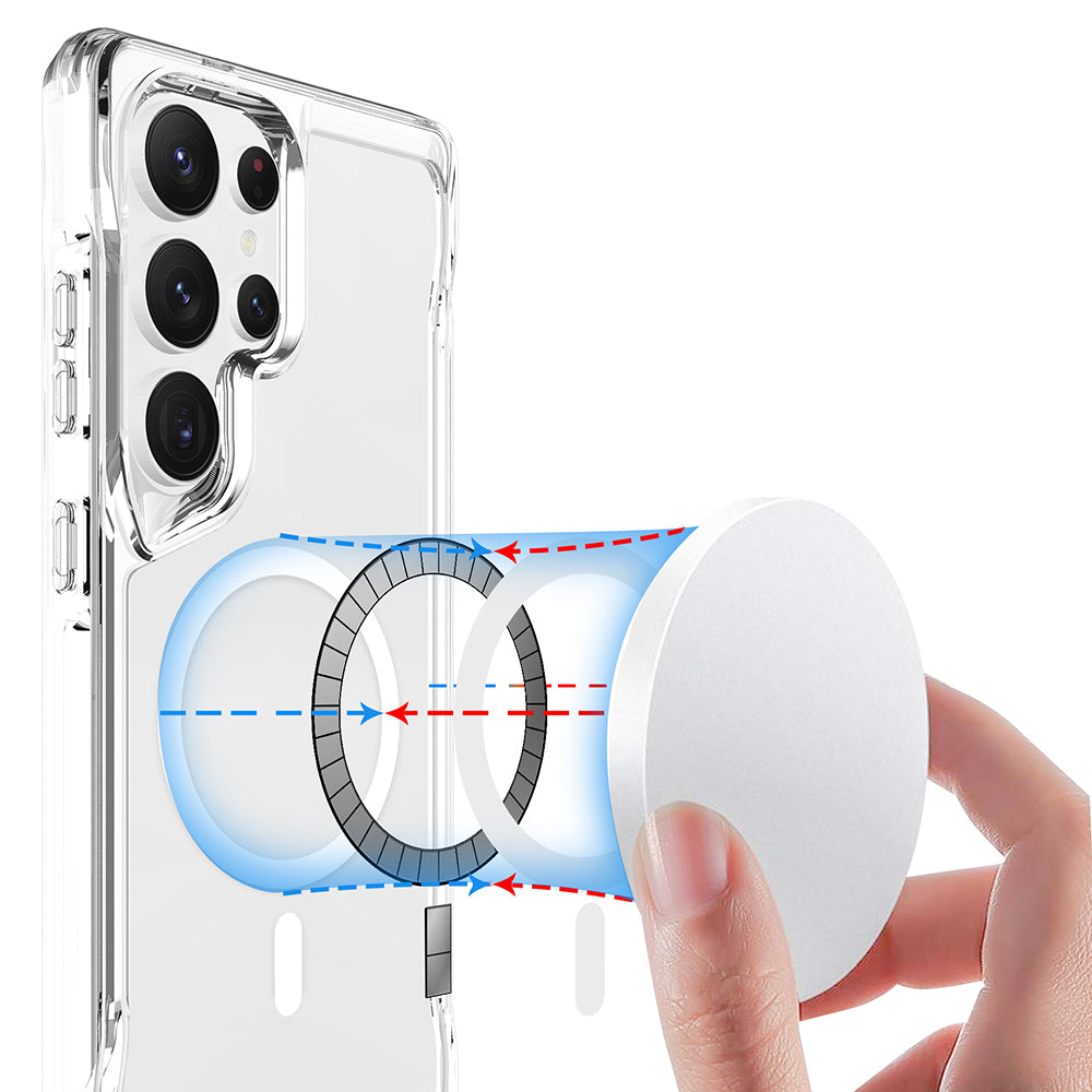 Galaxy S25 Ultra Kılıf Zore M-safe Şarj Özellikli T-Max M-safe Kapak Şeffaf