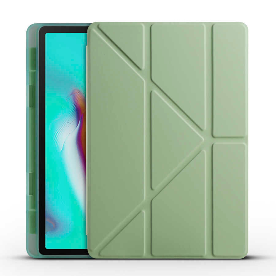 Galaxy Tab A7 10.4 T500 2020 Kılıf Zore Tri Folding Kalem Bölmeli Standlı Kılıf Siyah